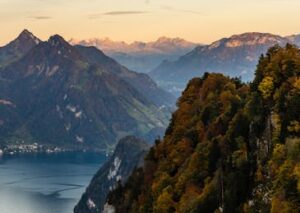 Mountain Landscapes - A breathtaking aerial shot of a mountain landsca #14699767