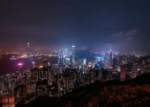 City Architecture - Stunning night view of Hong Kong's illuminated s #16732088
