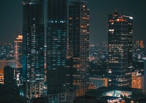 City Architecture - Vibrant cityscape of Jakarta's illuminated skysc #16898413