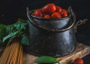 Food Aesthetics - A rustic food arrangement featuring cherry tomat #18114359