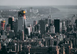 City Architecture - Aerial view of New York City's skyline with towe #2326806