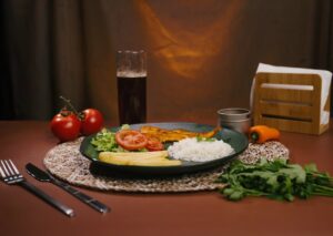 Food Aesthetics - Delicious Brazilian dish featuring rice, fish, a #34520961