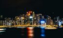 City Architecture - Stunning nighttime view of Hong Kong skyline wit #36521427