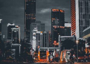 City Architecture - Captivating night view of Jakarta skyline with g #4346857